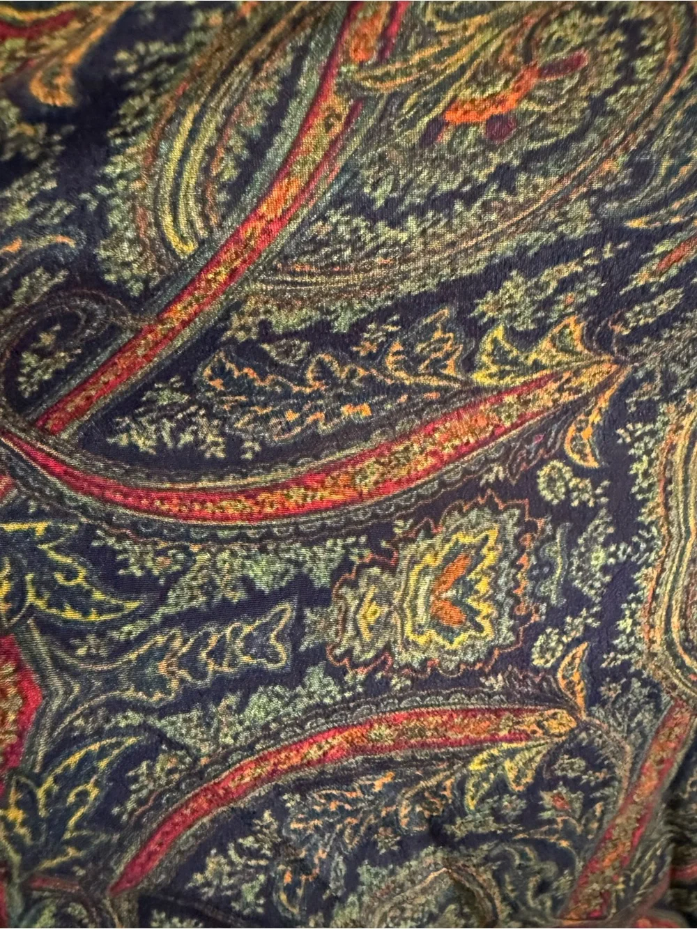 Patterned V-Neck 3/4 Sleeve Women's Top - Brown Paisley Print - Picture 7 of 8